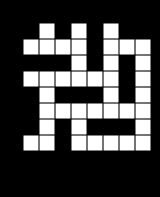 Enlarged 8 by 8 illustration showing how to recreate the Twill pattern pixel by pixel
